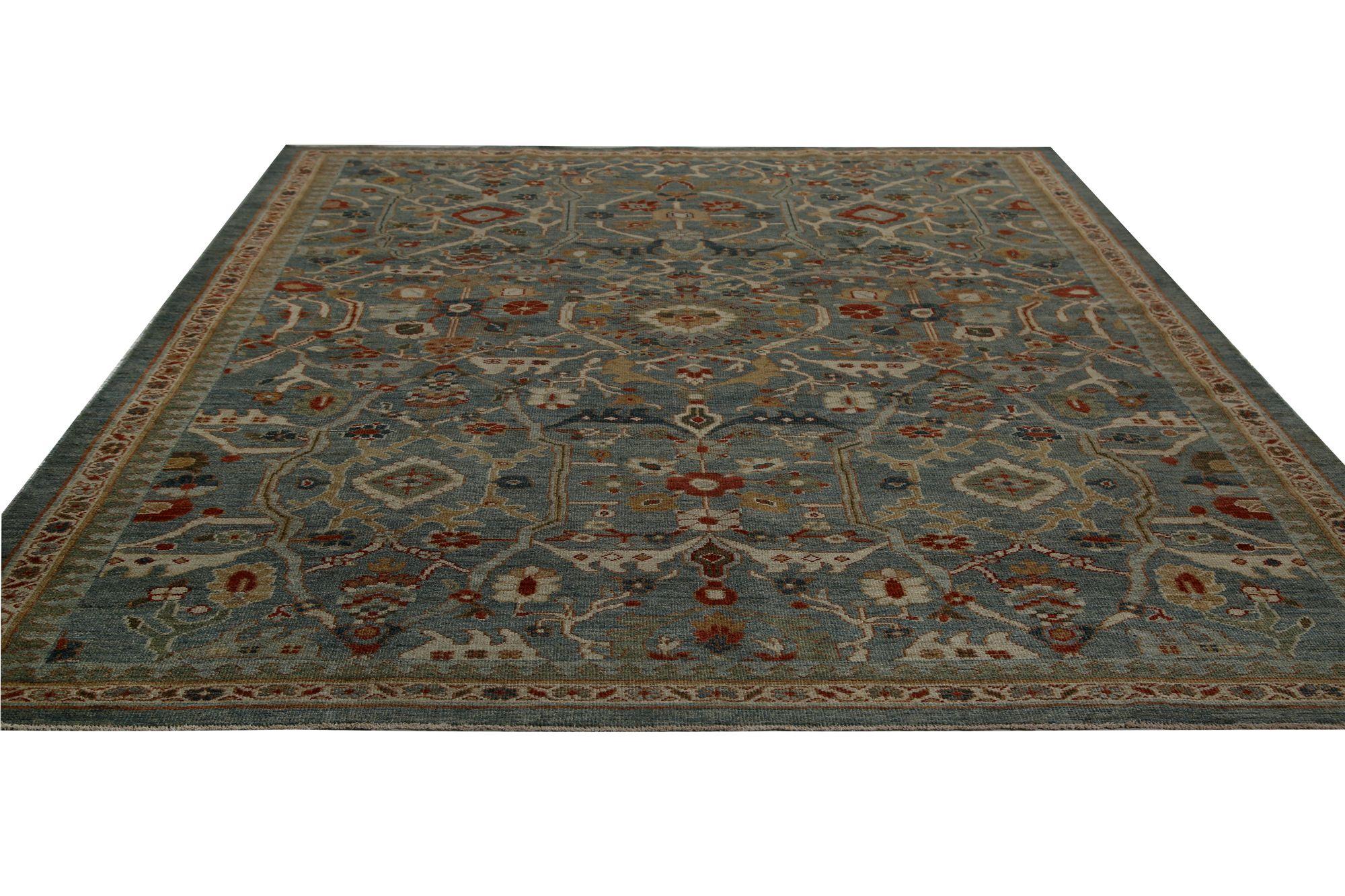 Tribale Tappeti per l'area Afghanistan Sultanabad Rugs - Disegno in lana blu grigio - 97021 in vendita