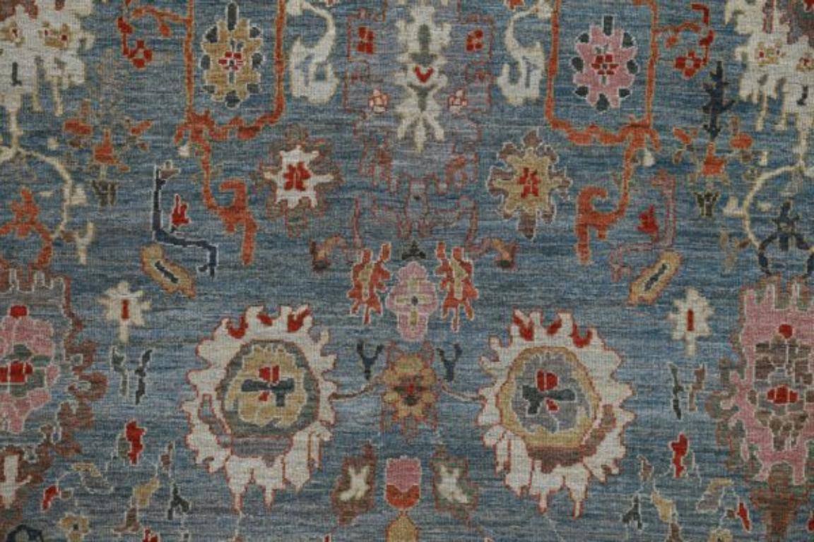 Afganistán Sultanabad Rugs - Lana Azul Gris Marfil Rosa - 91075 Afgano en venta