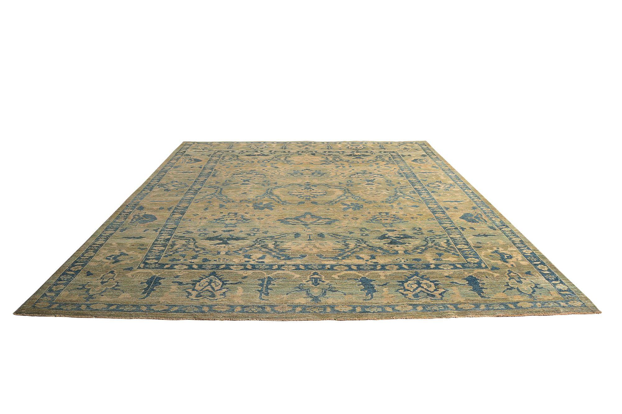Sultanabad-Teppiche aus Wolle in Blau und Grün aus Afghanistan - 97511 im Zustand „Hervorragend“ im Angebot in Dallas, TX