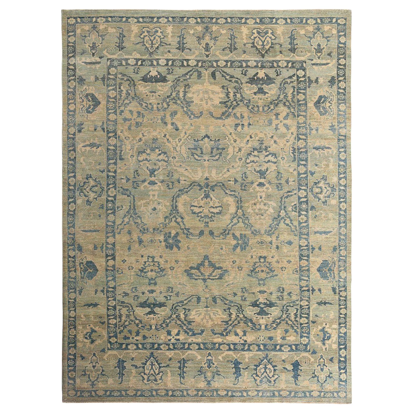 Sultanabad-Teppiche aus Wolle in Blau und Grün aus Afghanistan - 97511