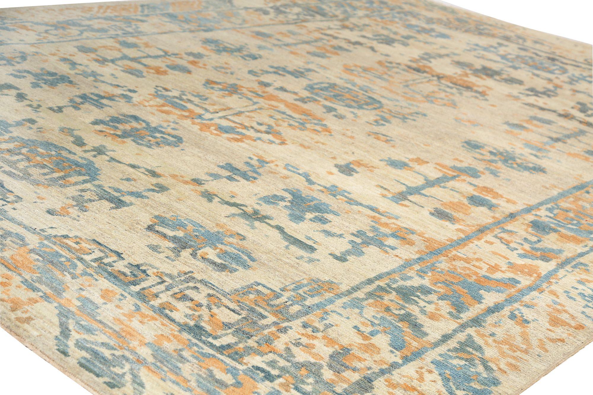 Afganistán Sultanabad Rugs - Lana Azul Marfil Naranja - 97283 Afgano en venta
