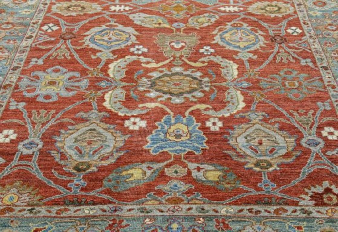 Sultanabad-Teppiche aus Wolle in Blau, Elfenbein und Rot aus Afghanistan - 90825 (Stammeskunst) im Angebot