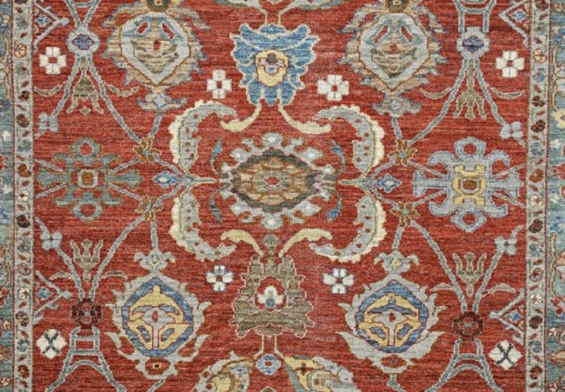 Sultanabad-Teppiche aus Wolle in Blau, Elfenbein und Rot aus Afghanistan - 90825 (Afghanisch) im Angebot