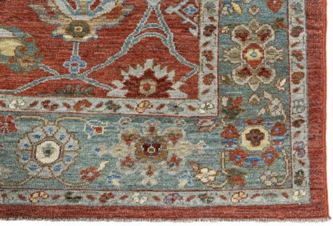 Sultanabad-Teppiche aus Wolle in Blau, Elfenbein und Rot aus Afghanistan - 90825 im Zustand „Hervorragend“ im Angebot in Dallas, TX