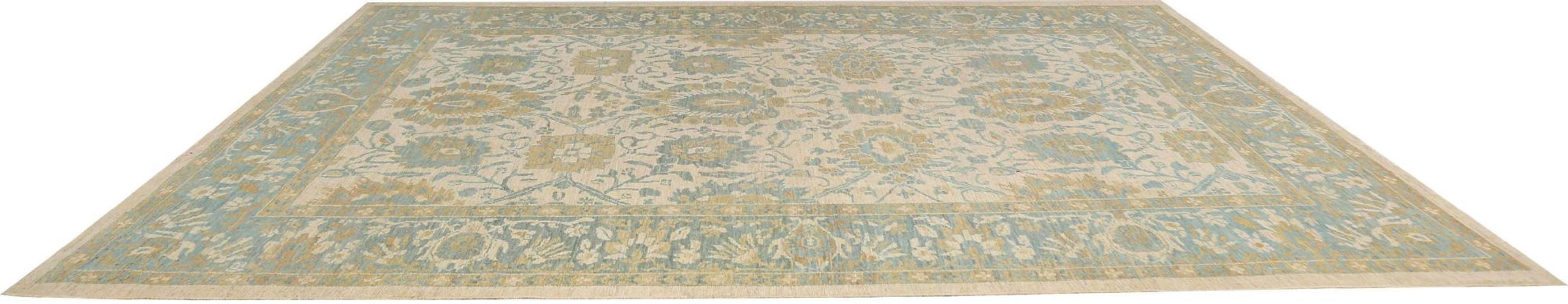 Afghanistan Sultanabad Area Rugs - Wool Blue Ivory Yellow - 95750 In Excellent Condition For Sale In Dallas, TX