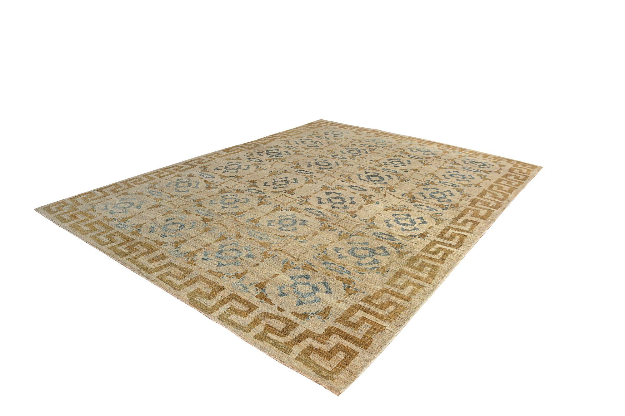 Tappeti Afghanistan Sultanabad Rugs - Lana Blu Avorio Giallo - 97286 In condizioni ottime in vendita a Dallas, TX