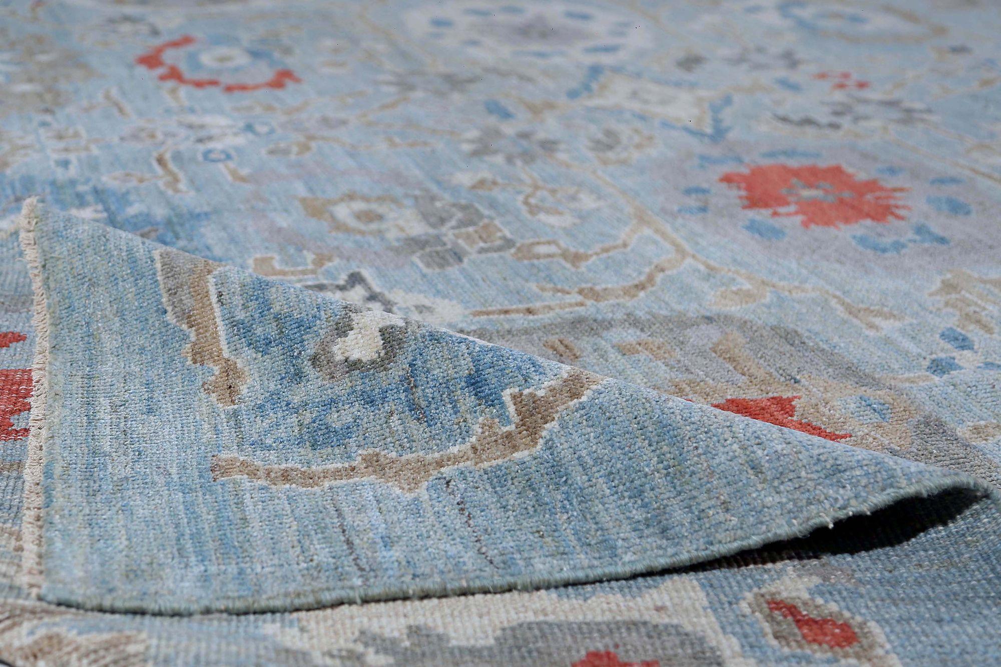 Sultanabad-Teppiche aus Wolle in Blau und Rot aus Afghanistan - 97264 (Afghanisch) im Angebot