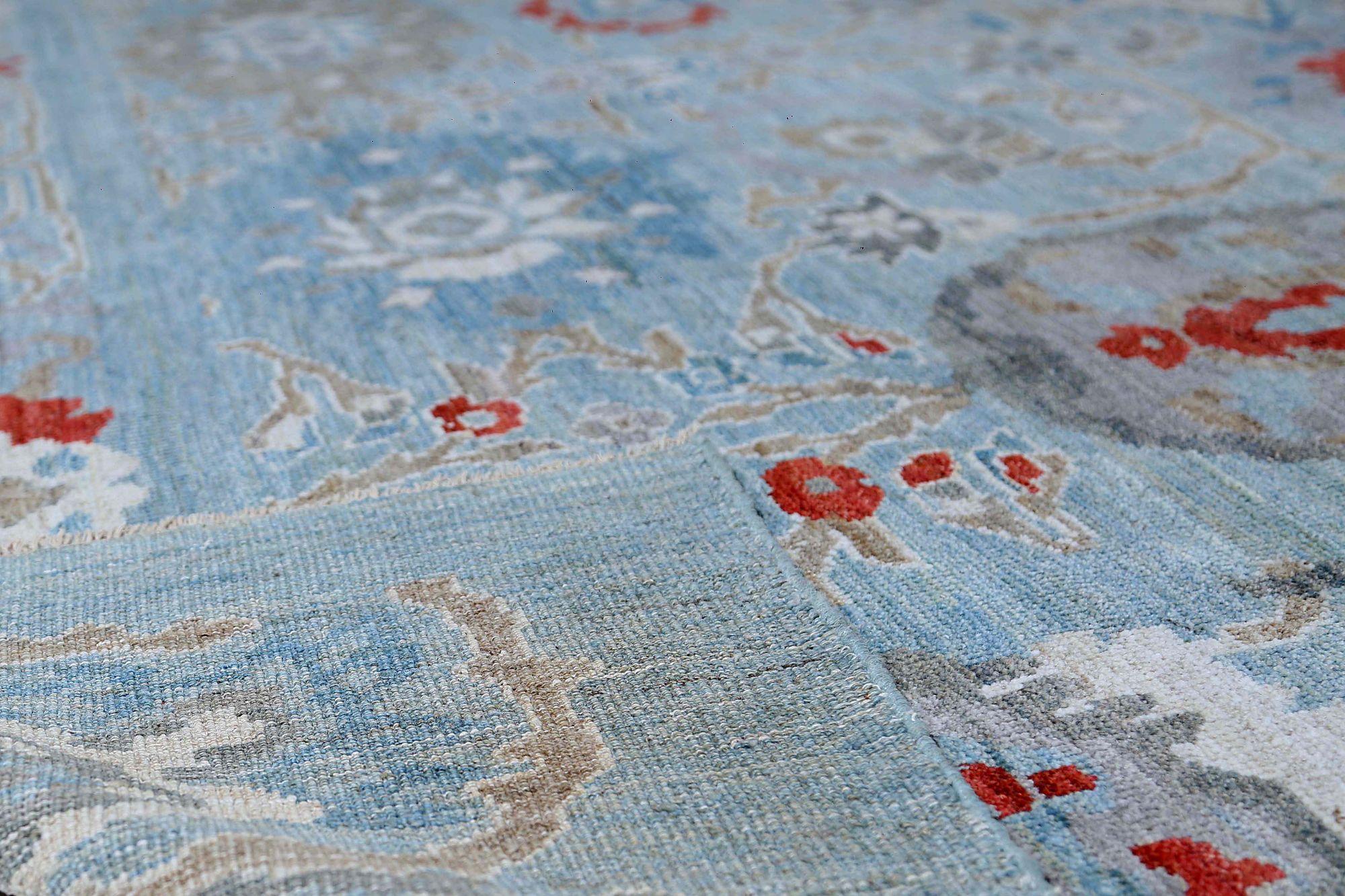 Sultanabad-Teppiche aus Wolle in Blau und Rot aus Afghanistan - 97264 im Zustand „Hervorragend“ im Angebot in Dallas, TX