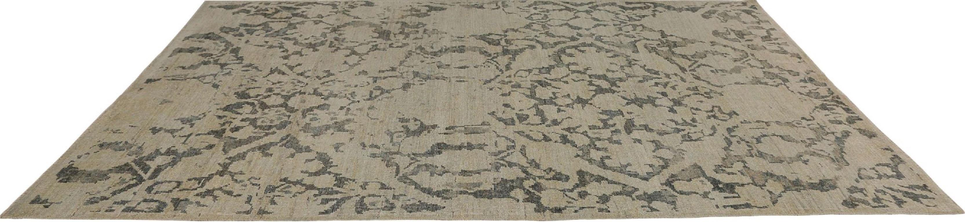 Annodato a mano Tappeti per l'area Afghanistan Sultanabad Rugs - Lana Marrone Avorio Design - 95841 in vendita