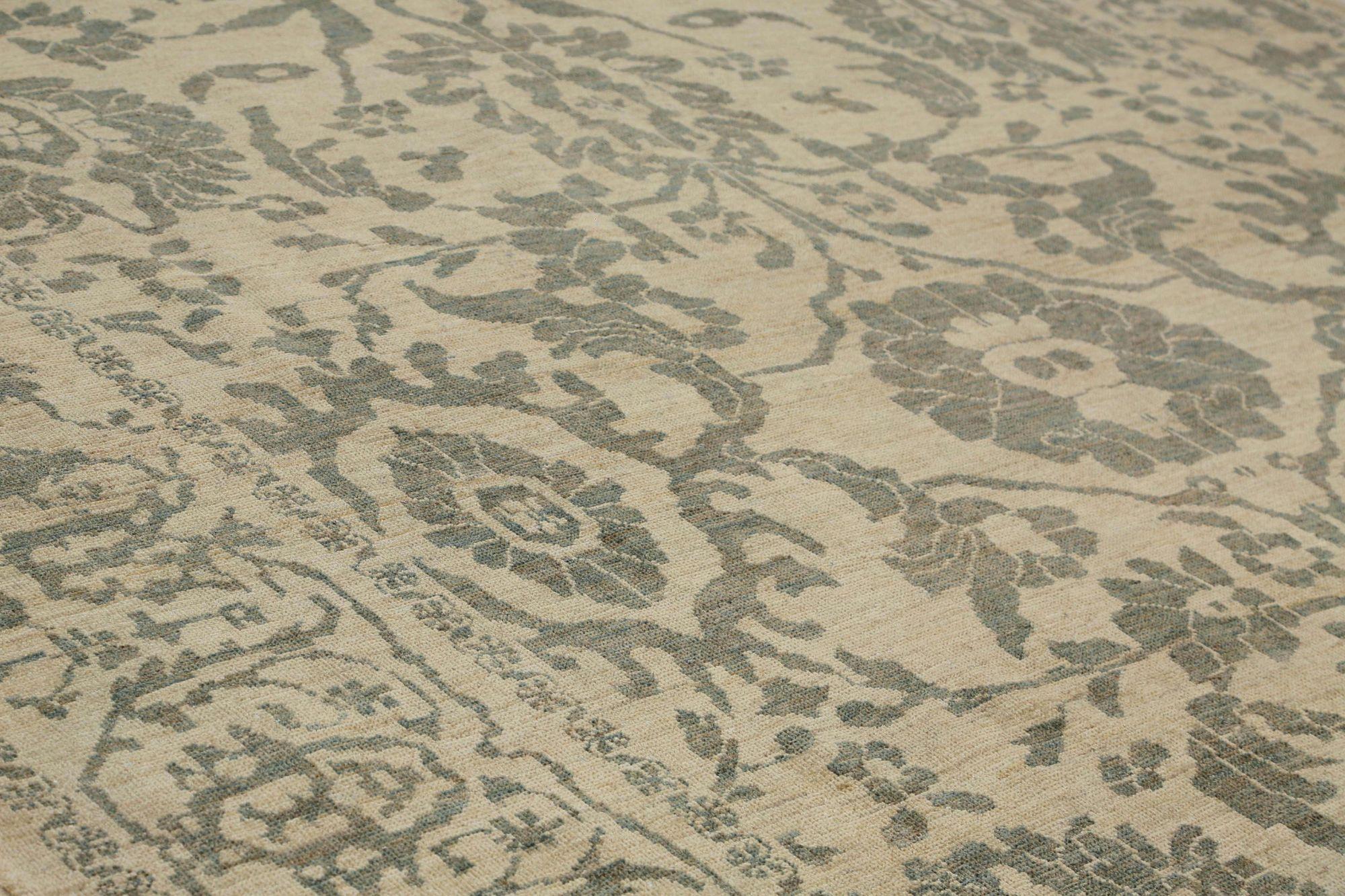 Afghanistan Tapis de sol Sultanabad - Laine Brown Design/One - 95909 Excellent état - En vente à Dallas, TX