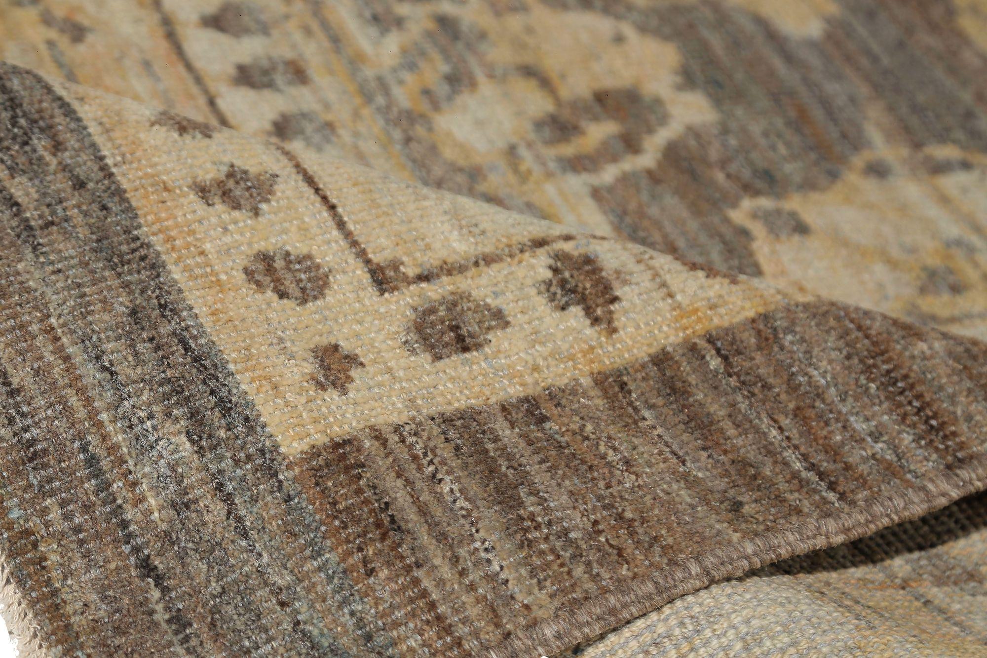 Afghanistan Sultanabad Teppiche - Wolle Braun Elfenbein Design - 97508 im Zustand „Hervorragend“ im Angebot in Dallas, TX