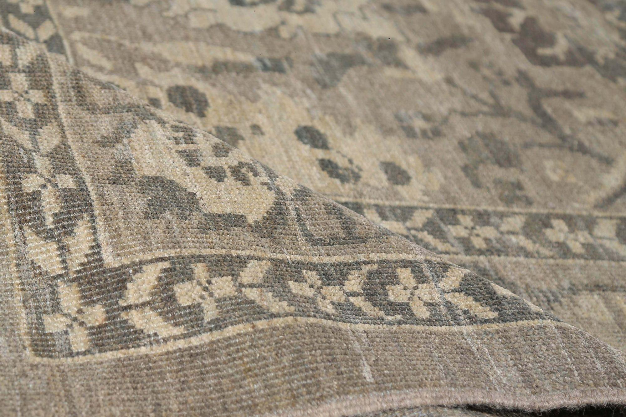 Afghanistan Sultanabad Teppiche - Wolle Braun Elfenbein Taupe - 97503 im Zustand „Hervorragend“ im Angebot in Dallas, TX