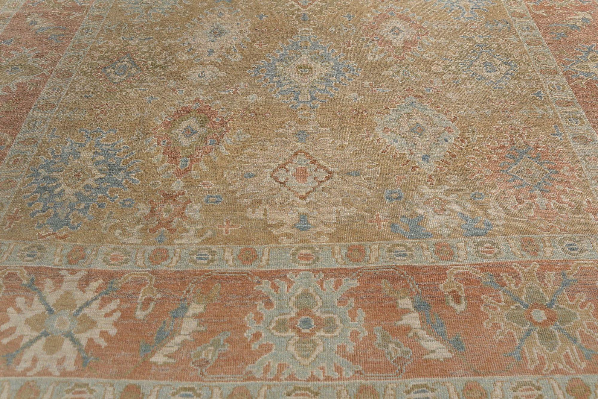 Afganistán Sultanabad Rugs - Lana Marrón Diseño Rosa - 97010 en Excelente estado para la venta en Dallas, TX