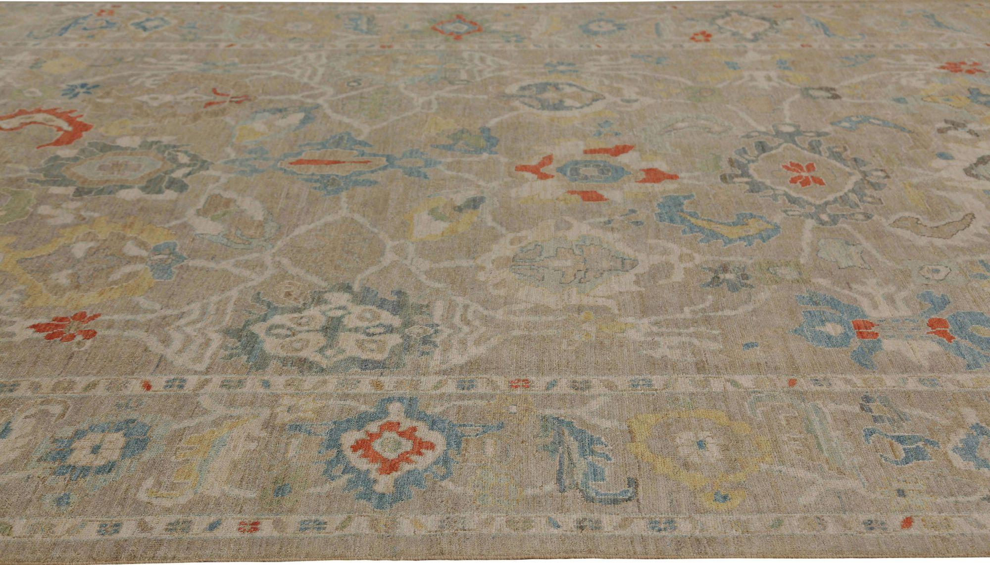 Afghano Tappeti Afghanistan Sultanabad Rugs - Lana Marrone Taupe Design - 95836 in vendita