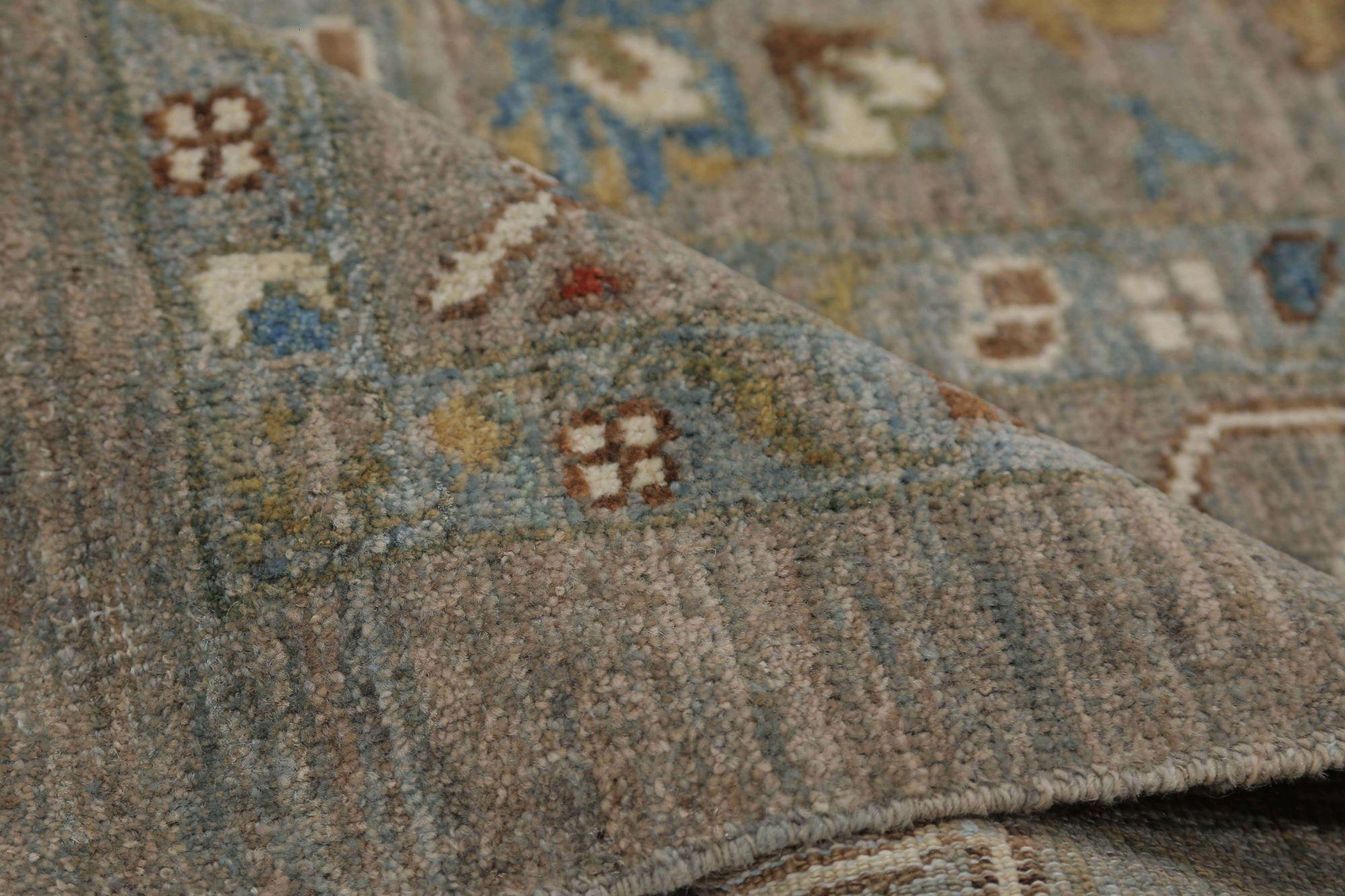 Annodato a mano Tappeti Afghanistan Sultanabad Rugs - Lana Marrone Taupe Design - 96045 in vendita