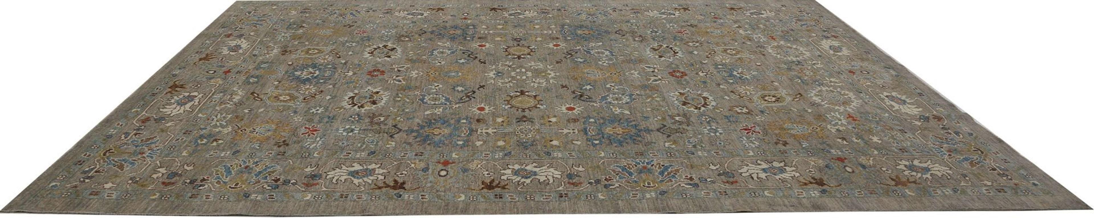 Tappeti Afghanistan Sultanabad Rugs - Lana Marrone Taupe Design - 96045 In condizioni ottime in vendita a Dallas, TX