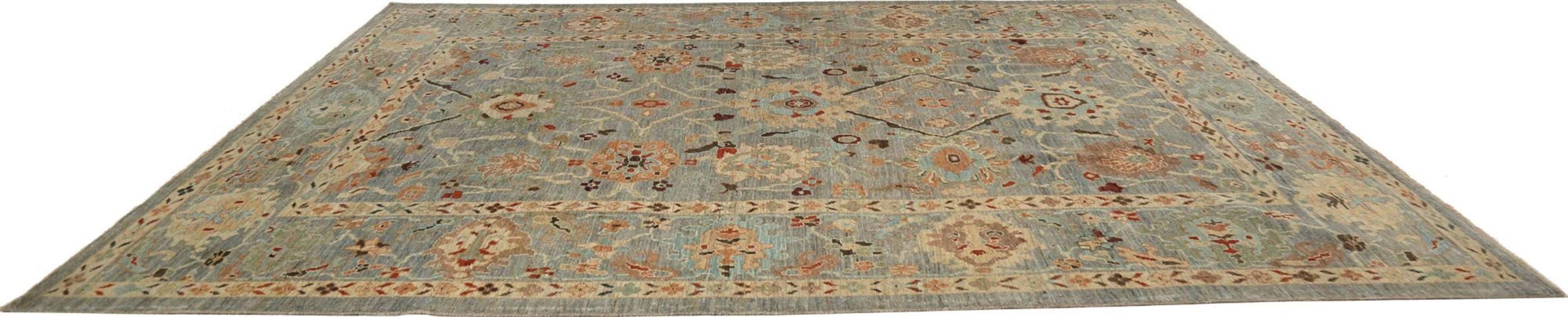 Sultanabad-Teppiche aus Afghanistan - Wolle in Grau mit Muster - 95796 (Persisch) im Angebot