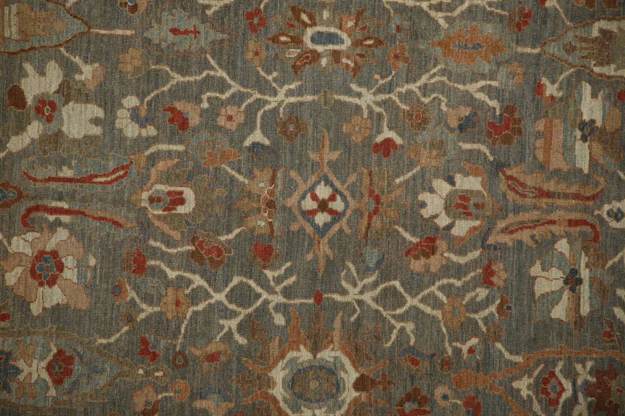 Tribal Afghanistan Sultanabad Area Rugs - Wool Gray Design - 96087 For Sale