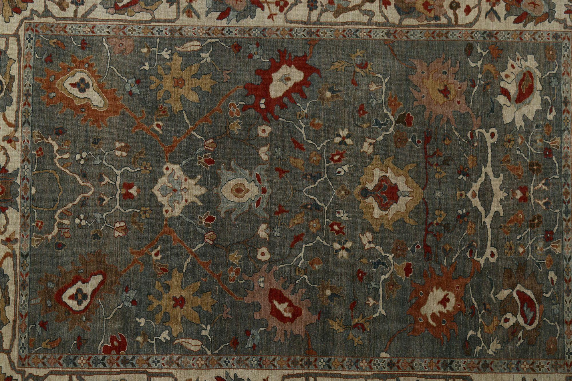 Sultanabad-Teppiche aus Afghanistan - Wolle in Grau mit Muster - 96216 (Afghanisch) im Angebot