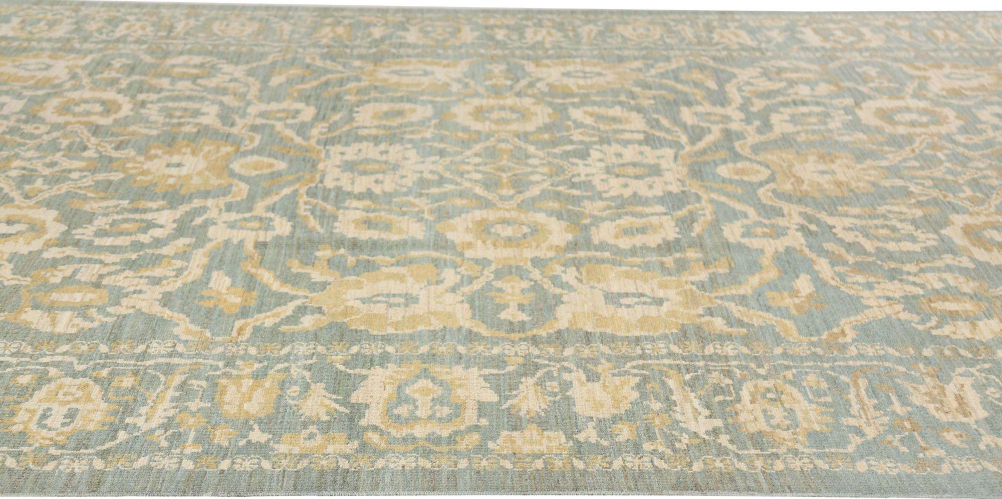Afghanistan Sultanabad Area Rugs - Wool Gray Ivory Design - 95757 In Excellent Condition For Sale In Dallas, TX