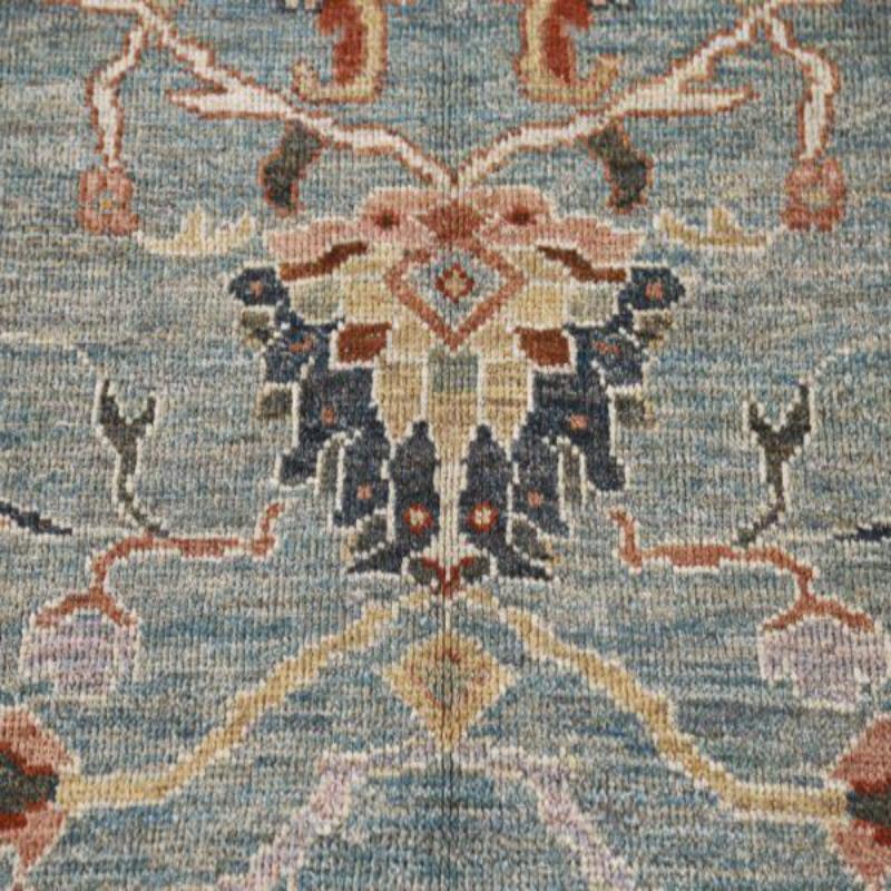 20ième siècle Tapis d'Afghanistan Sultanabad gris laine ivoire rose - 90934 en vente