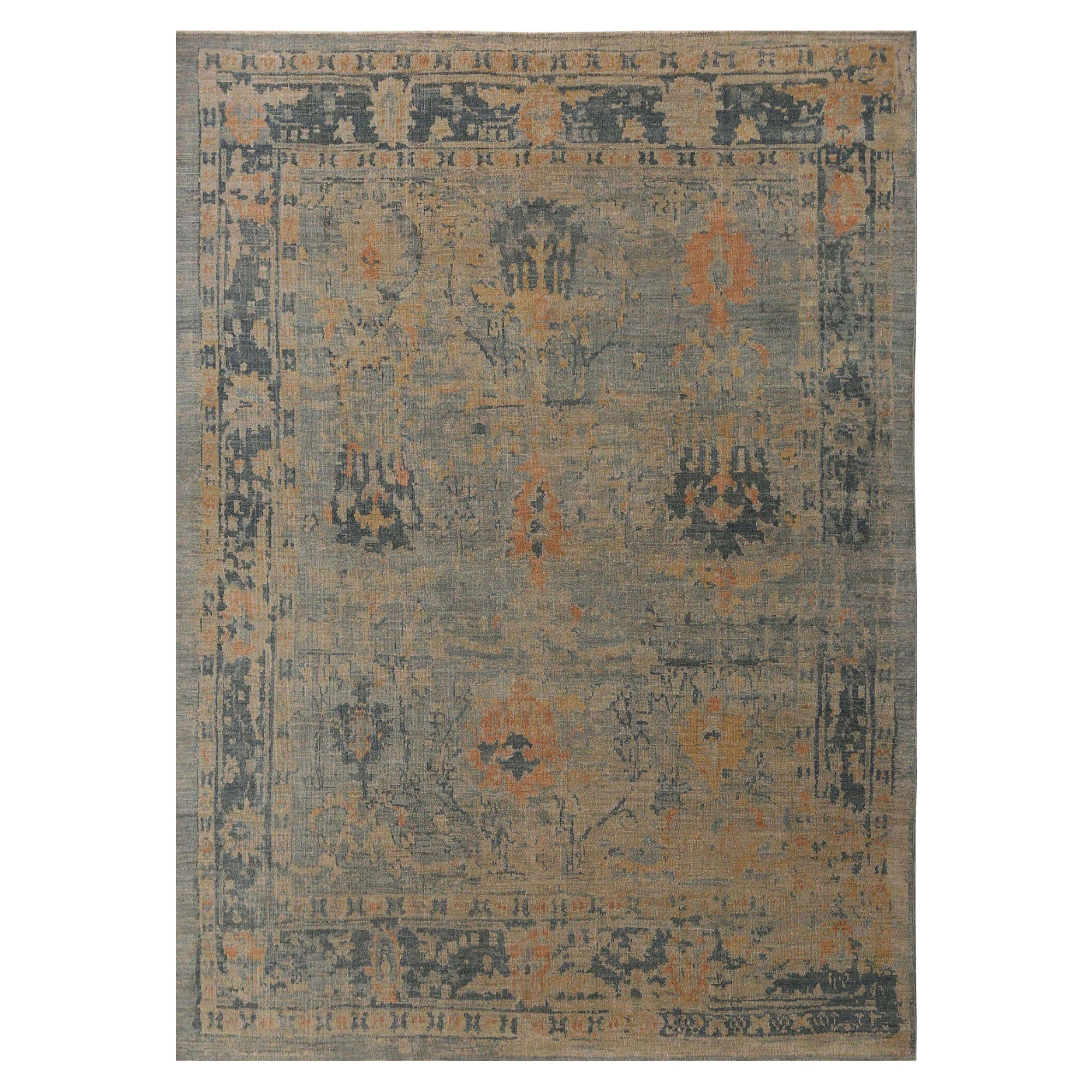 Afghanistan Sultanabad Area Rugs - Wool Gray Orange Design - 95871