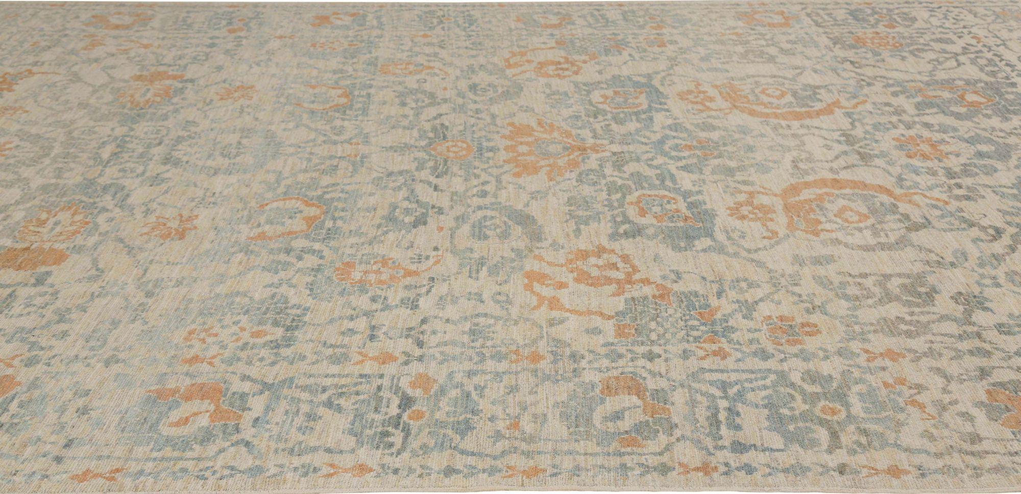 Afghanistan Sultanabad Area Rugs - Wool Gray Orange Taupe - 95766 In Excellent Condition For Sale In Dallas, TX