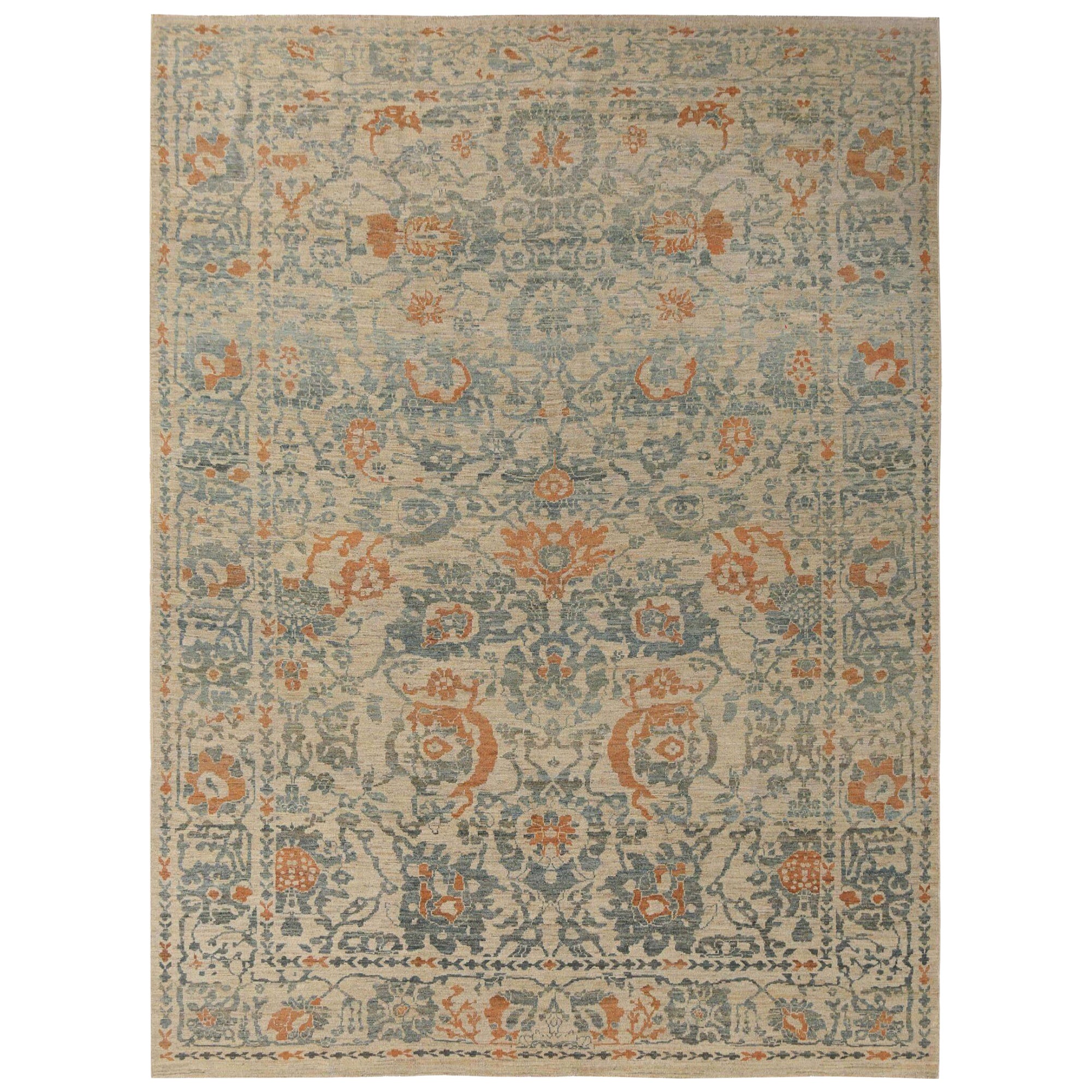Afghanistan Sultanabad Area Rugs - Wool Gray Orange Taupe - 95766