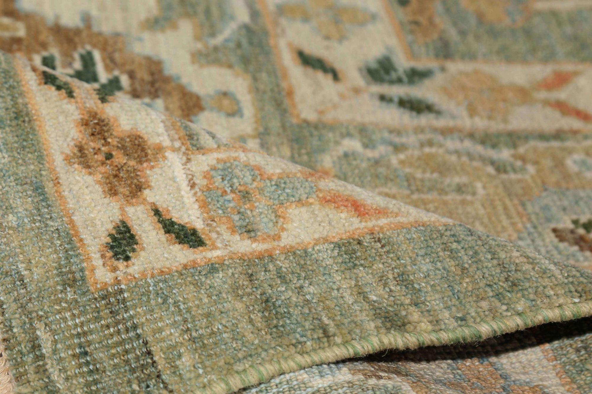 Sultanabad-Teppiche aus Afghanistan - Wolle in Grün mit grünem Design - 95797 (Stammeskunst) im Angebot