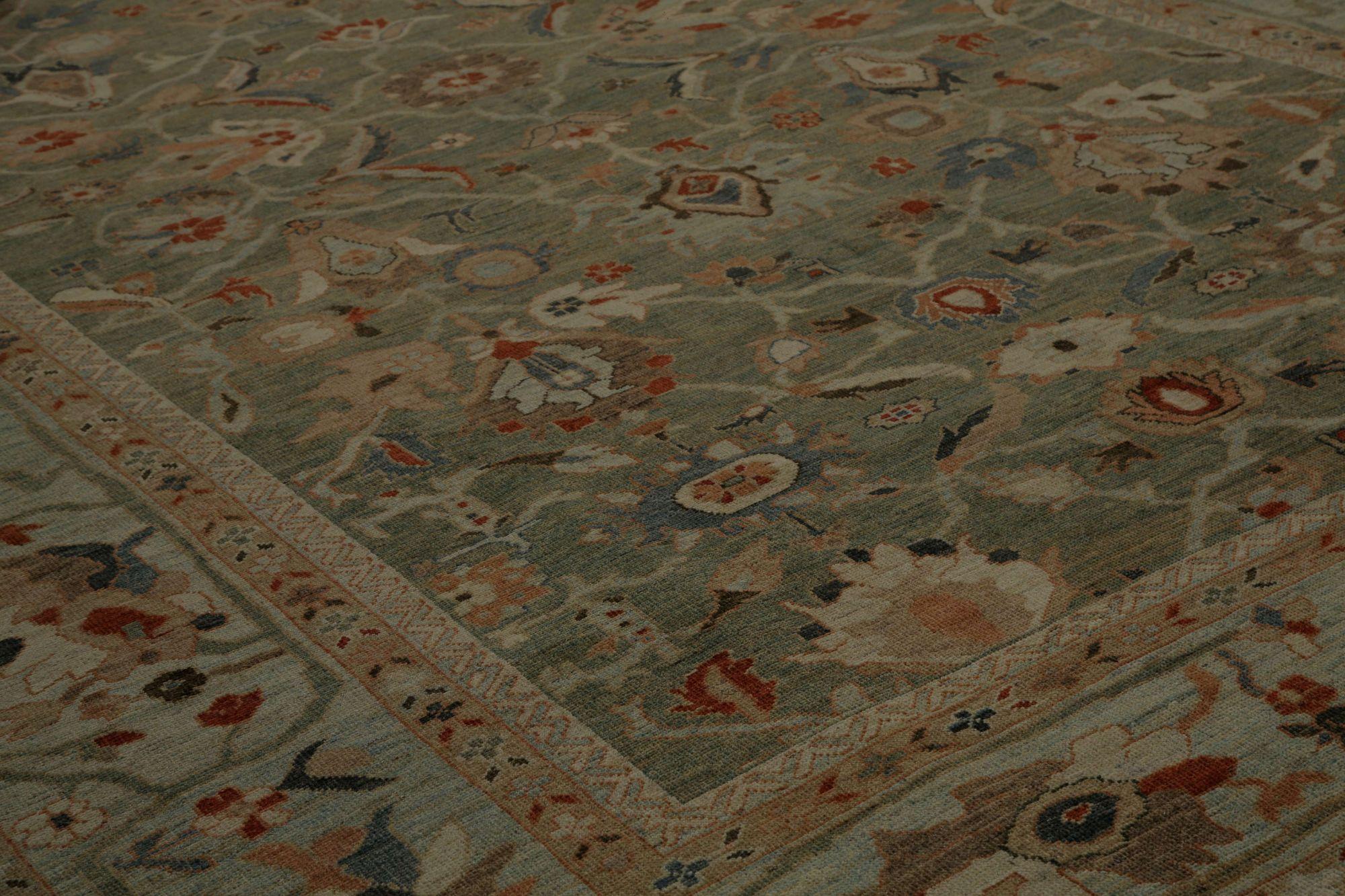 Sultanabad-Teppiche aus Afghanistan - Wolle in Grün mit grünem Design - 96177 (Stammeskunst) im Angebot