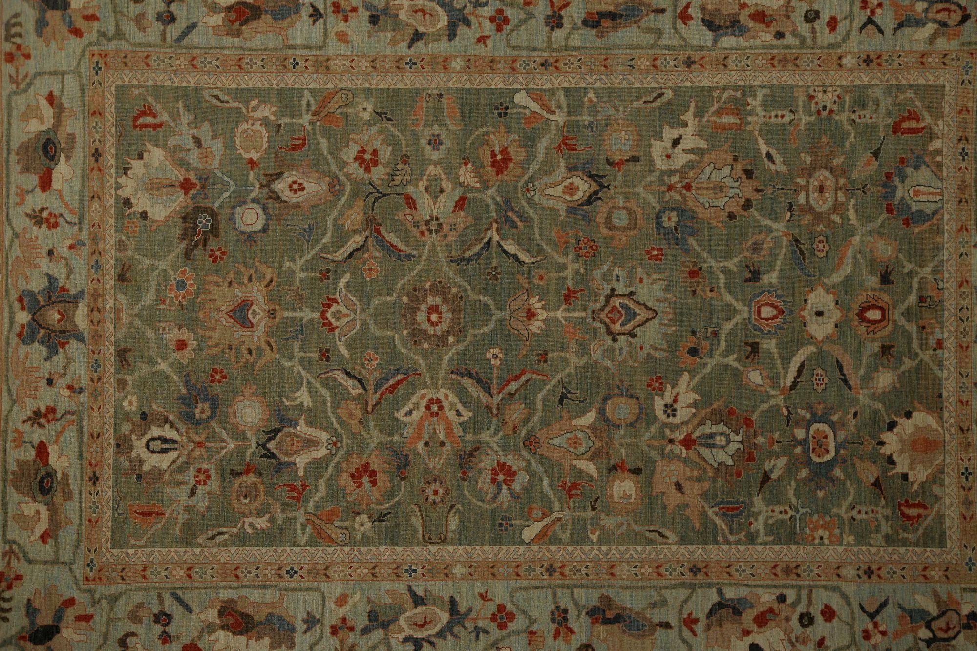 Sultanabad-Teppiche aus Afghanistan - Wolle in Grün mit grünem Design - 96177 (Afghanisch) im Angebot