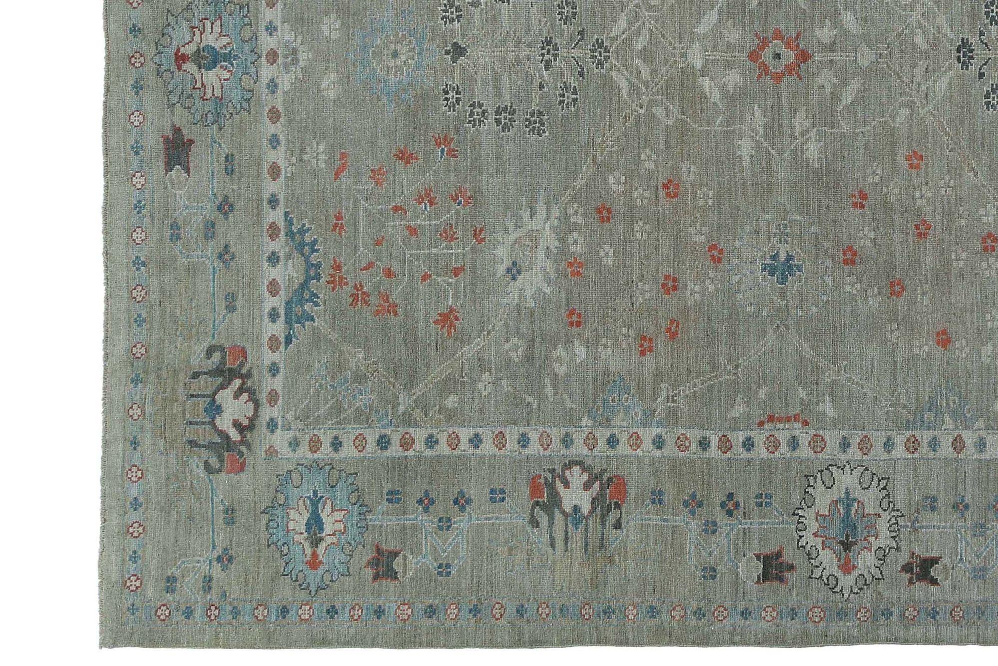 Sultanabad-Teppiche aus Afghanistan - Wolle in Grün mit grünem Design - 97253 (Stammeskunst) im Angebot