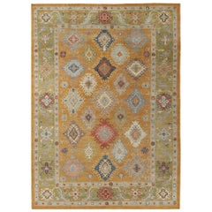 Afghanistan Sultanabad Area Rugs - Wool Green Orange Design - 95792