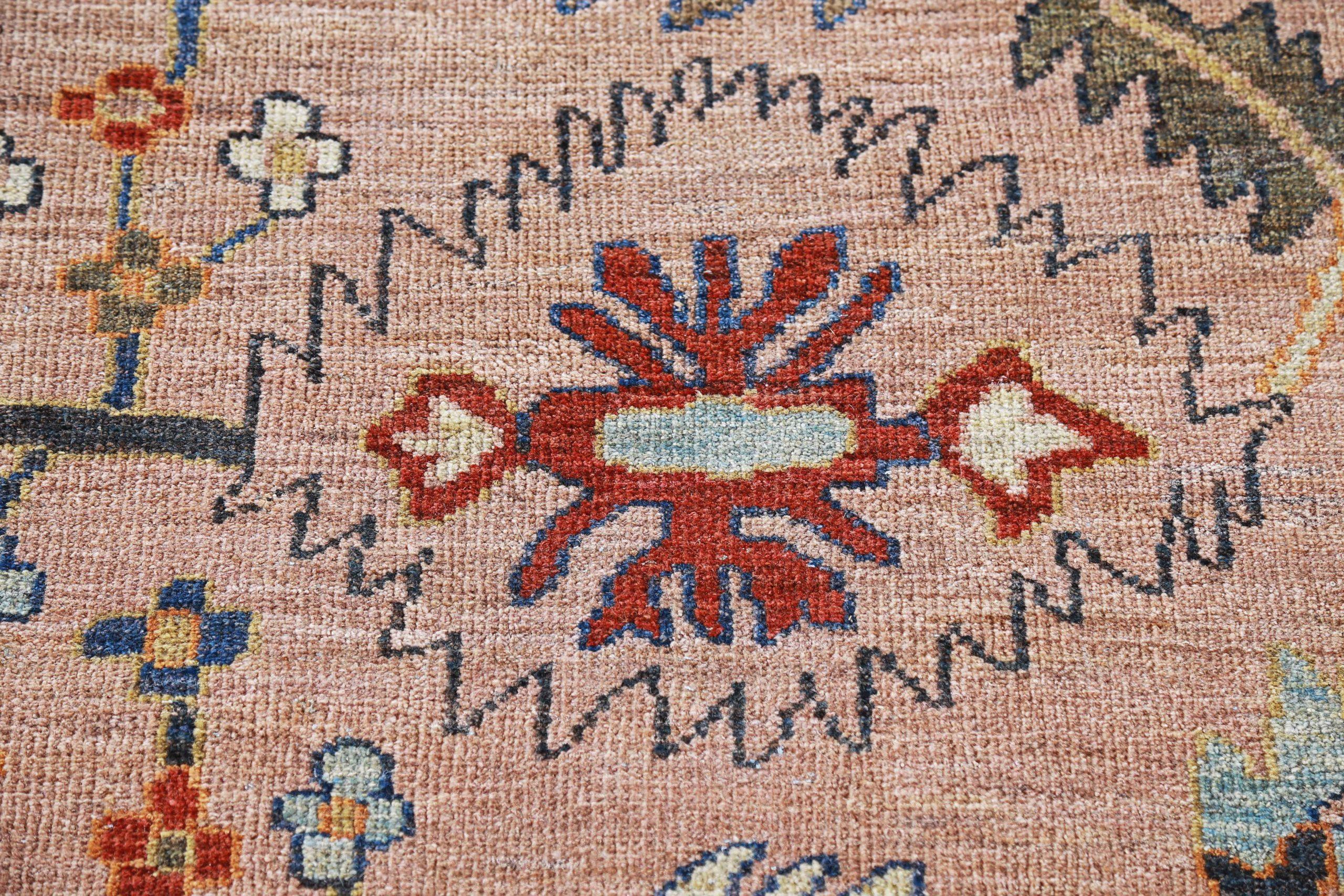 Turkish Turkey Sultanabad Area Rugs - Wool Green Orange Pink - 90929 For Sale