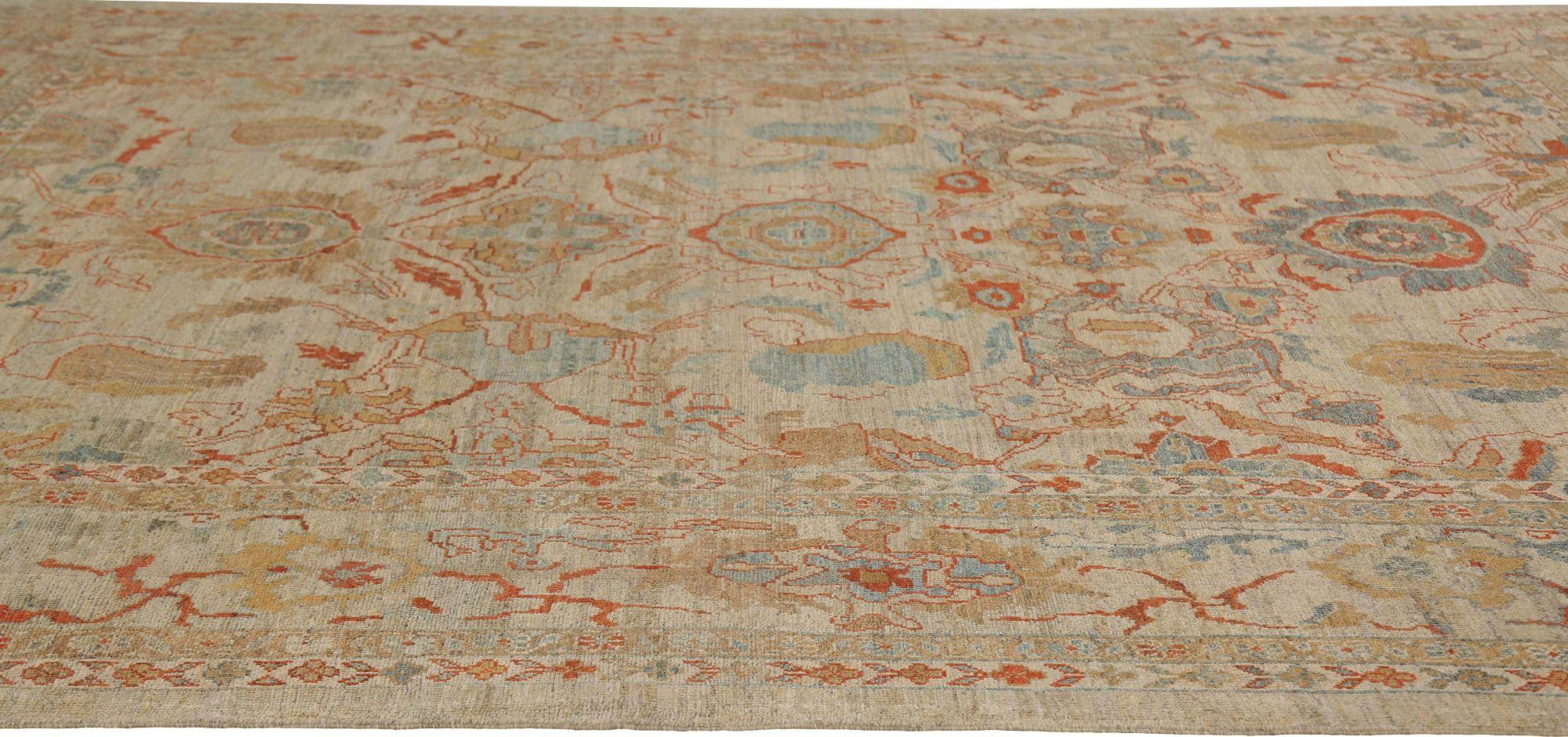 Afghanistan Sultanabad Area Rugs - Wolle Elfenbein Design - 95810 im Zustand „Hervorragend“ im Angebot in Dallas, TX