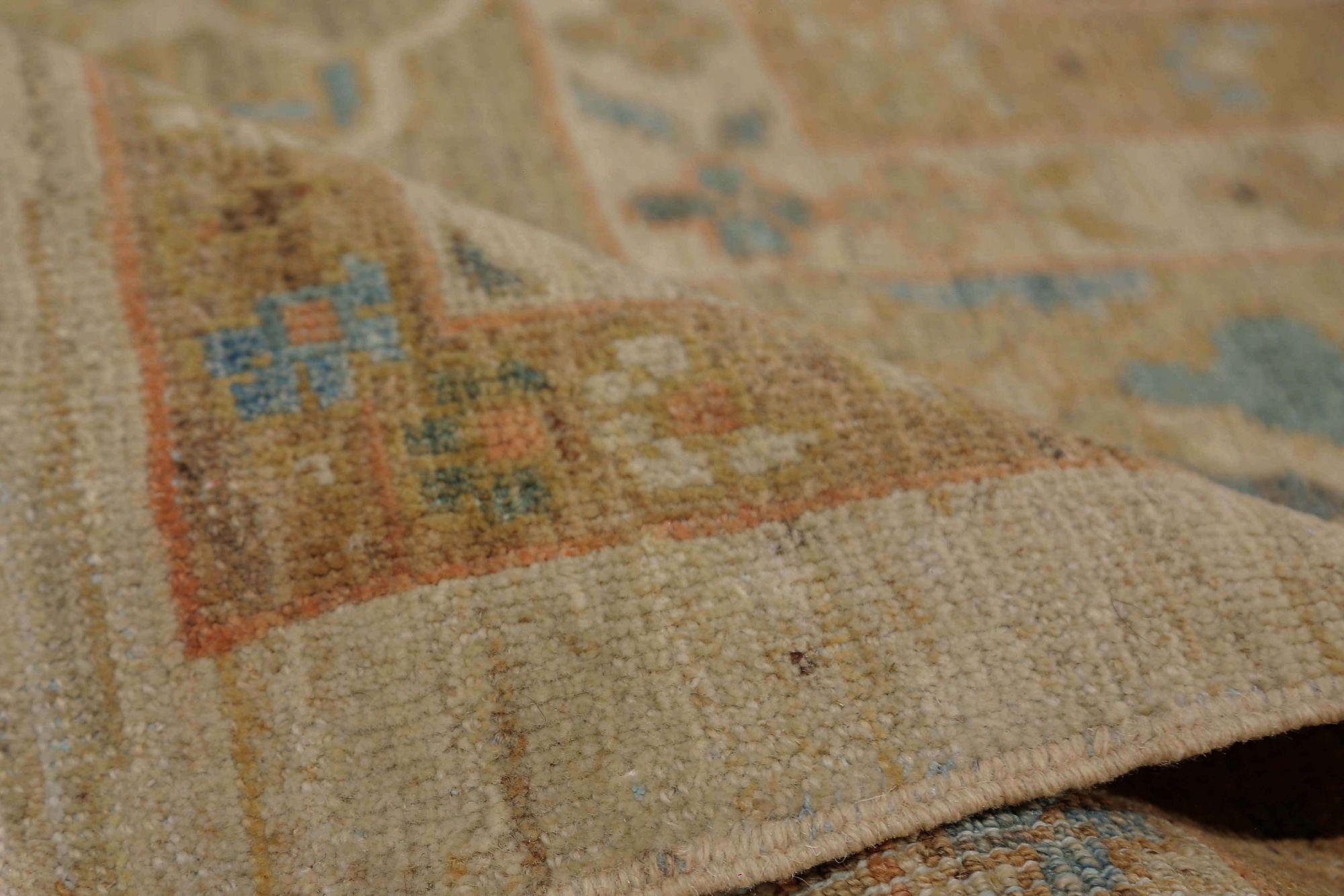 Tribal Afghanistan Sultanabad Area Rugs - Wool Ivory Design - 95831 For Sale