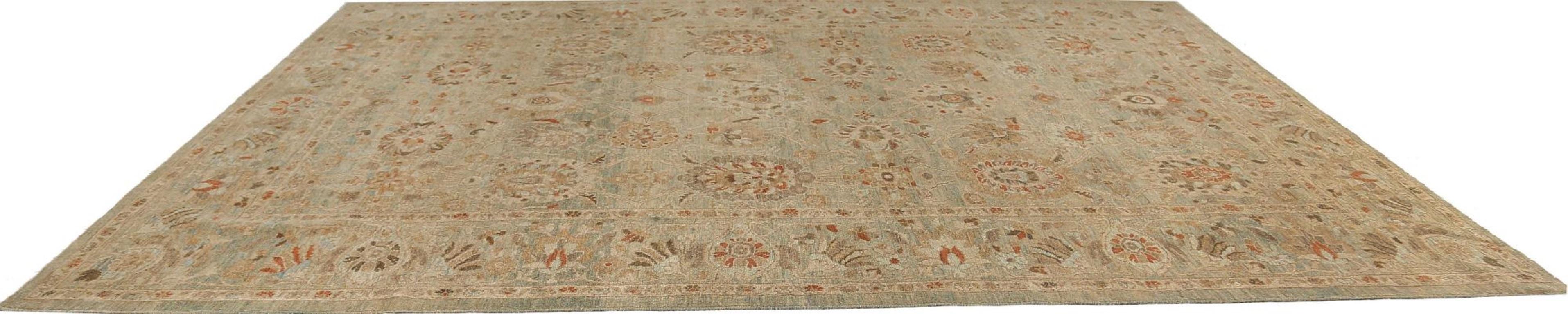 Noué à la main Tapis d'Afghanistan Sultanabad - Design en laine ivoire - 95834 en vente