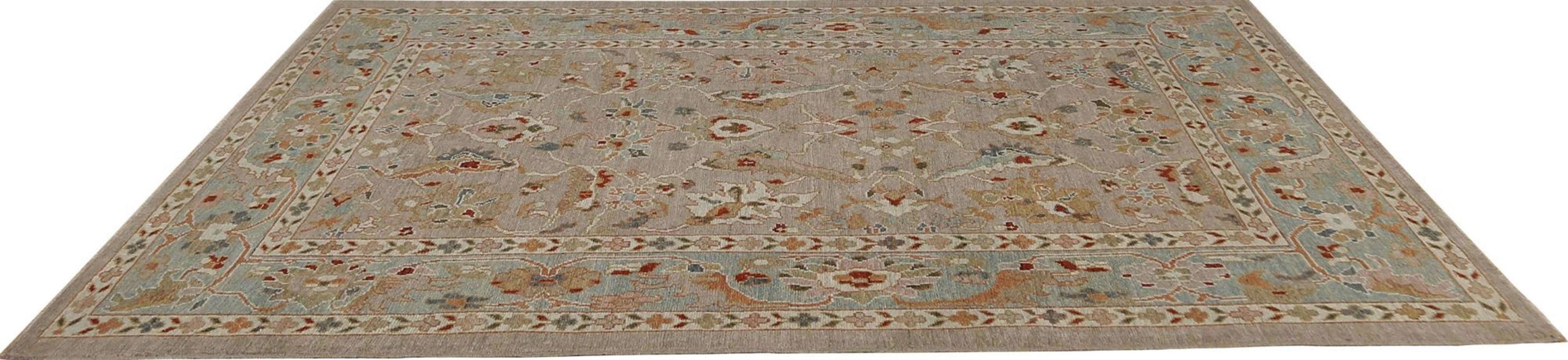 Afghanistan Sultanabad Area Rugs - Wool Ivory Design - 95853 In Excellent Condition For Sale In Dallas, TX