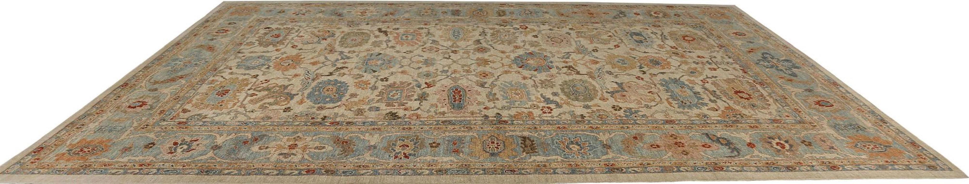 Afghanistan Sultanabad Area Rugs - Wolle Elfenbein Design - 95857 im Zustand „Hervorragend“ im Angebot in Dallas, TX