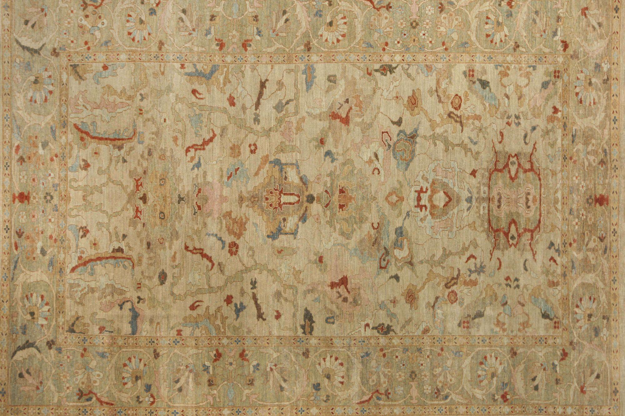 Afghanistan Sultanabad Area Rugs - Wolle Elfenbein Design - 95902 im Zustand „Hervorragend“ im Angebot in Dallas, TX