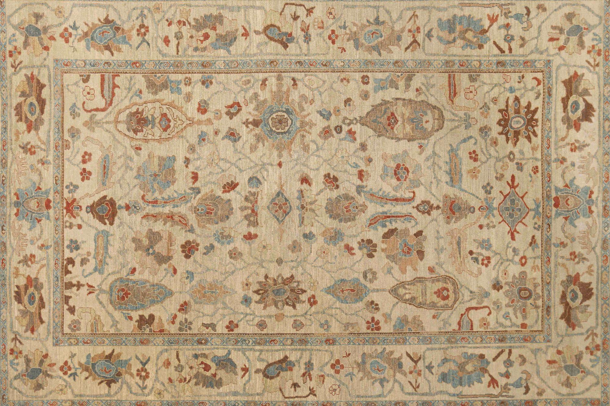 Afghanistan Sultanabad Area Rugs - Wolle Elfenbein Design - 95925 (Handgeknüpft) im Angebot