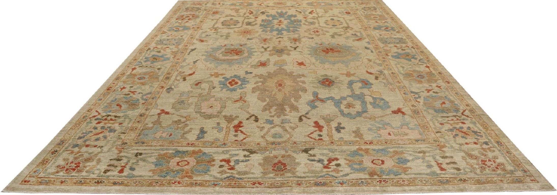 Afghanistan Sultanabad Area Rugs - Wolle Elfenbein Design - 95943 (Stammeskunst) im Angebot