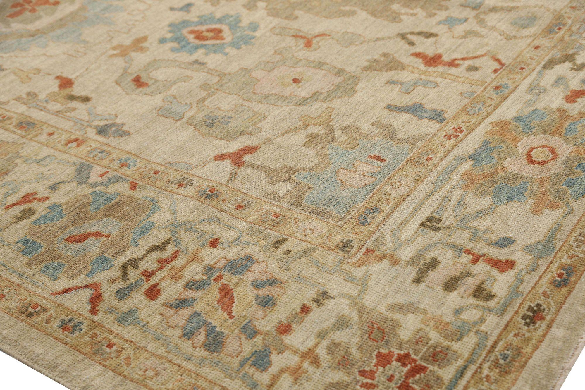 Afghanistan Sultanabad Area Rugs - Wolle Elfenbein Design - 95943 (Afghanisch) im Angebot