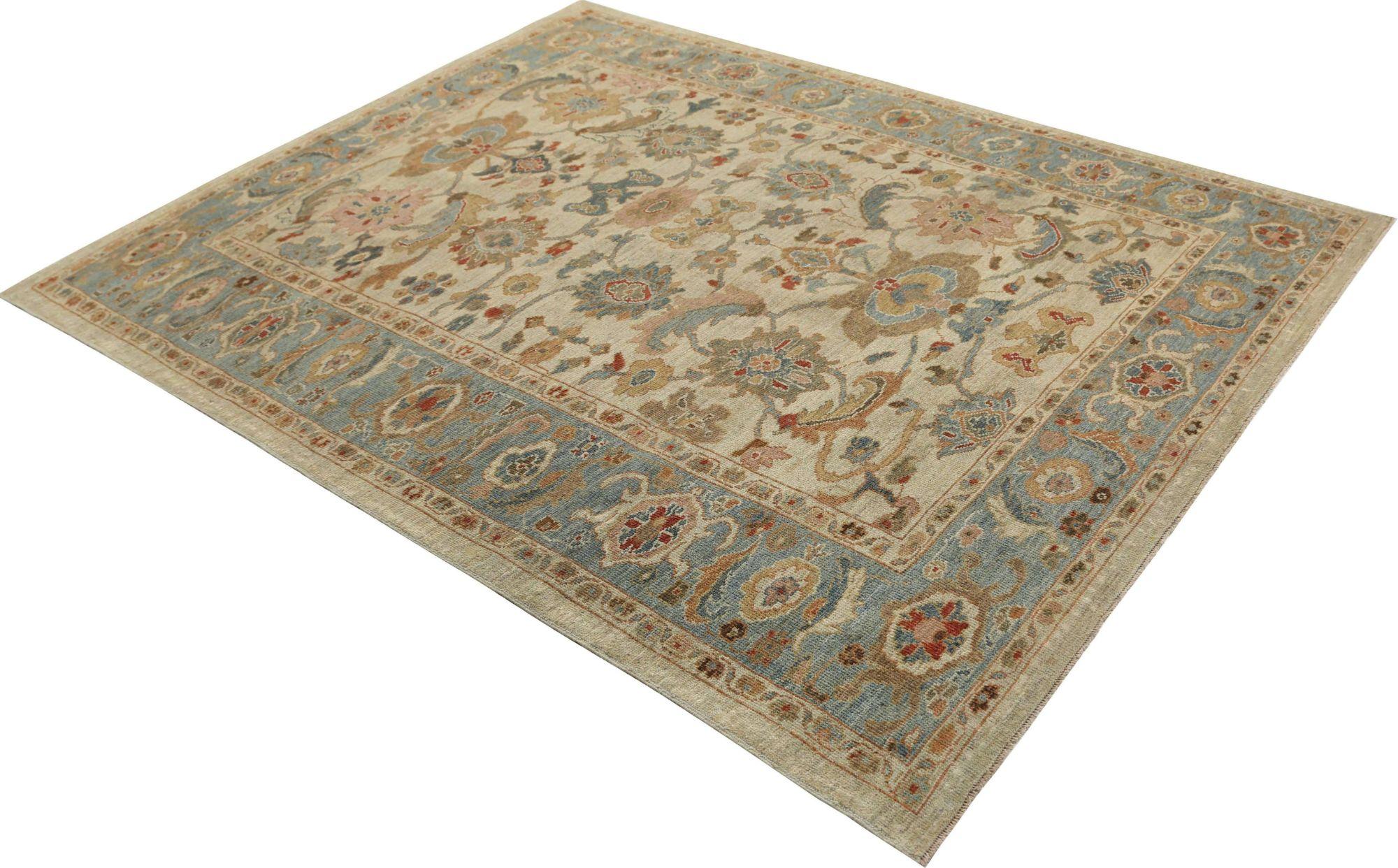 Afghanistan Sultanabad Area Rugs - Wolle Elfenbein Design - 95946 (Stammeskunst) im Angebot