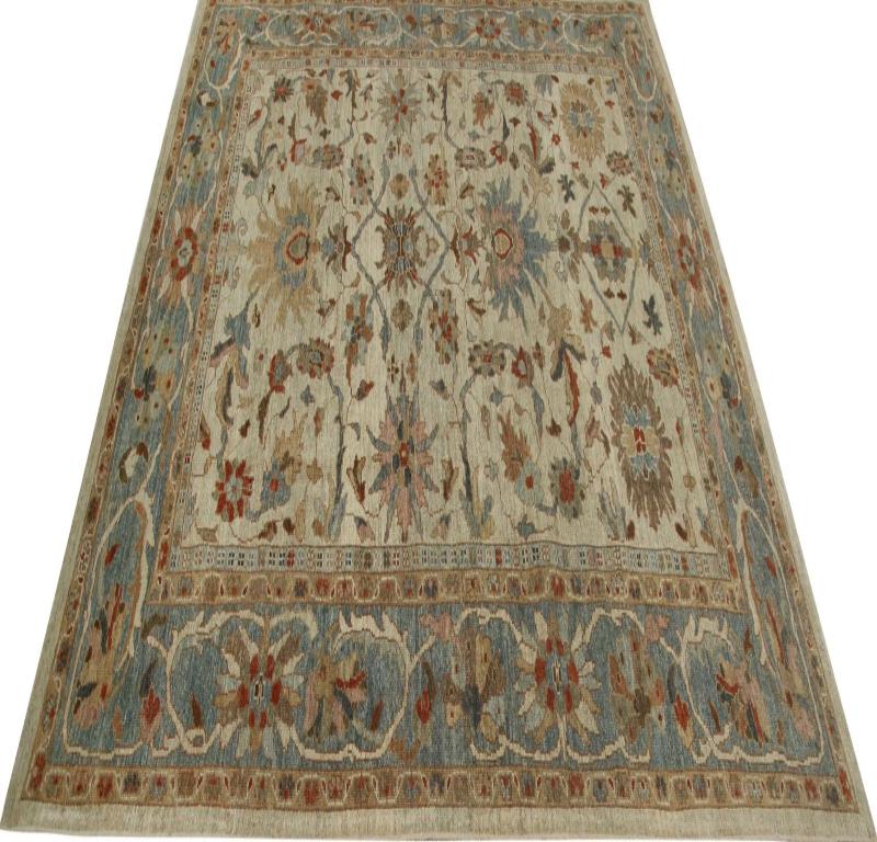 Afghanistan Sultanabad Area Rugs - Wolle Elfenbein Design - 96086 (Afghanisch) im Angebot