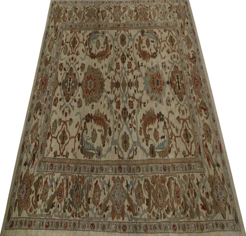 Afghanistan Sultanabad Area Rugs - Wolle Elfenbein Design - 96094 (Afghanisch) im Angebot