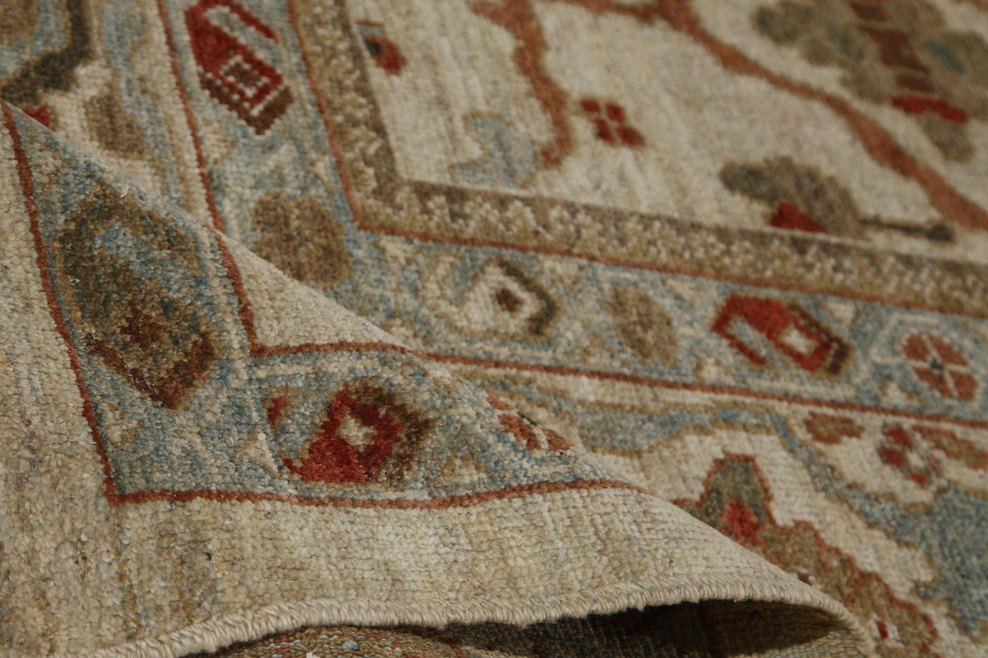 Afghanistan Sultanabad Area Rugs - Wolle Elfenbein Design - 96094 im Zustand „Hervorragend“ im Angebot in Dallas, TX
