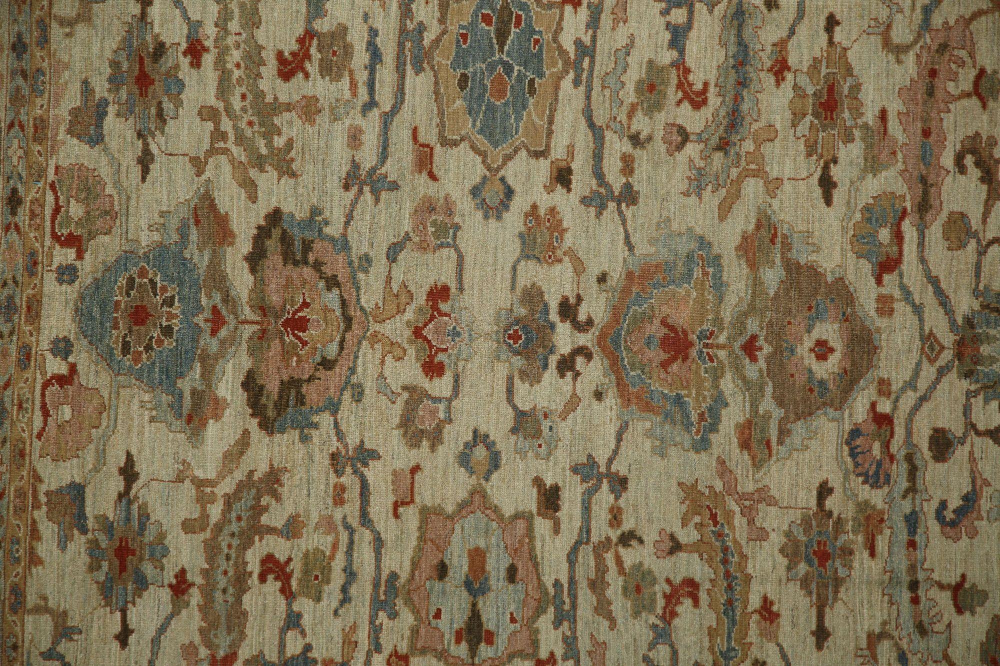 Hand-Knotted Persian Sultanabad Area Rugs - Wool Ivory Design - 96106 For Sale