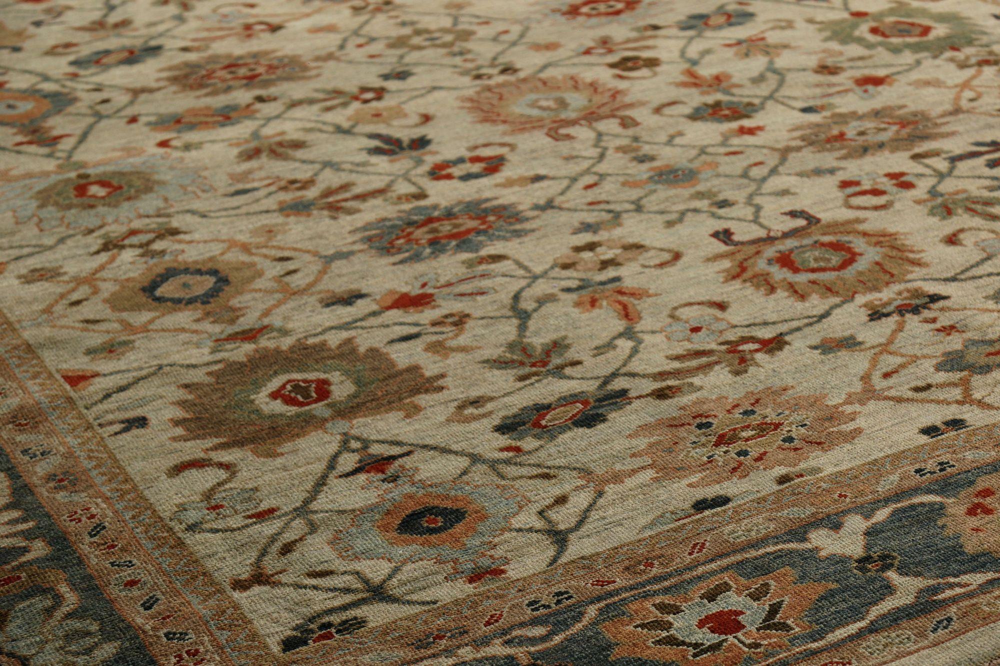 Hand-Knotted Persian Sultanabad Area Rugs - Wool Ivory Design - 96159 For Sale