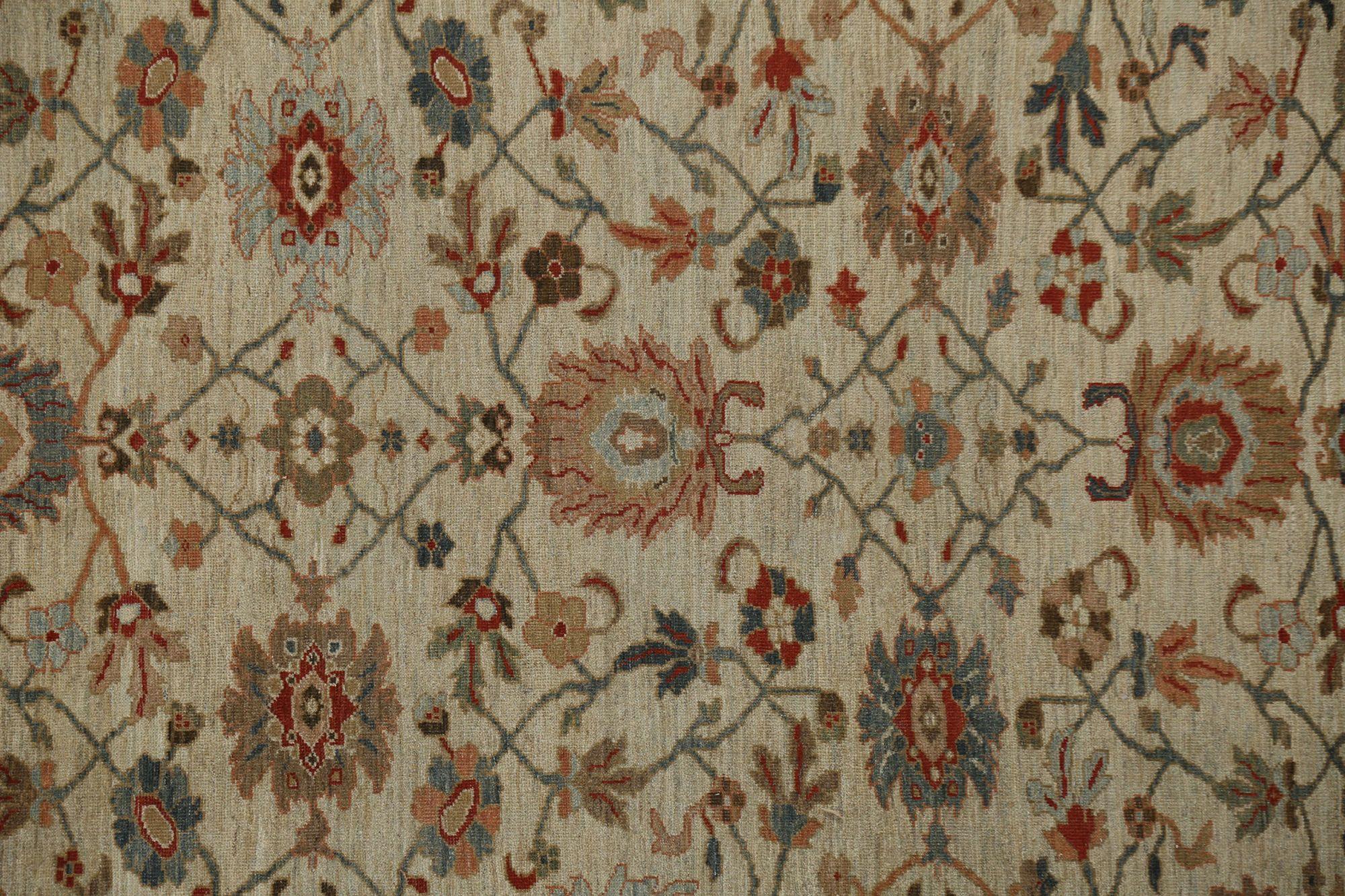 Persian Sultanabad Area Rugs - Wool Ivory Design - 96159 In Excellent Condition For Sale In Dallas, TX